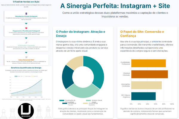 Funil de vendas mostrando a jornada do cliente do Instagram para o site