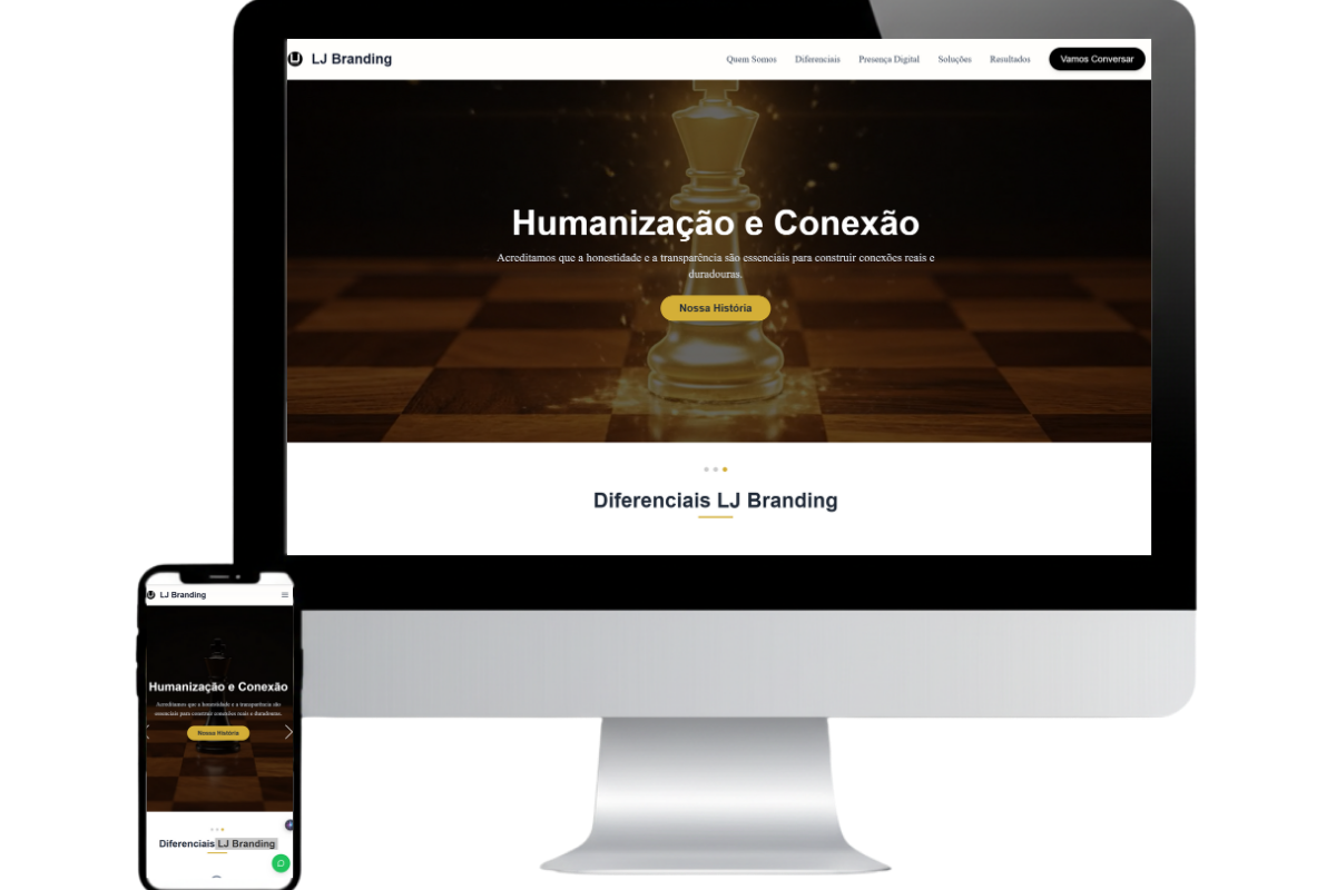 Mockup de um site responsivo em vários dispositivos